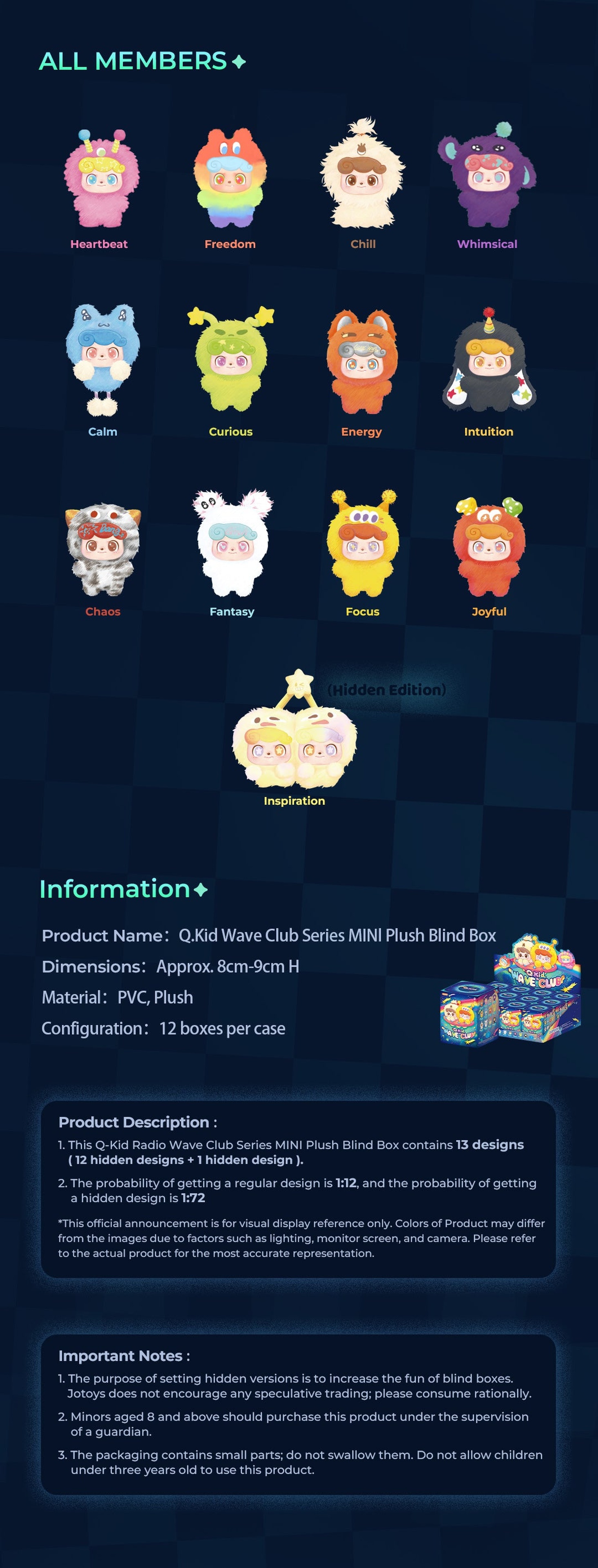 Original All Members and Information sheet from JoToys with specifications and safety guidance